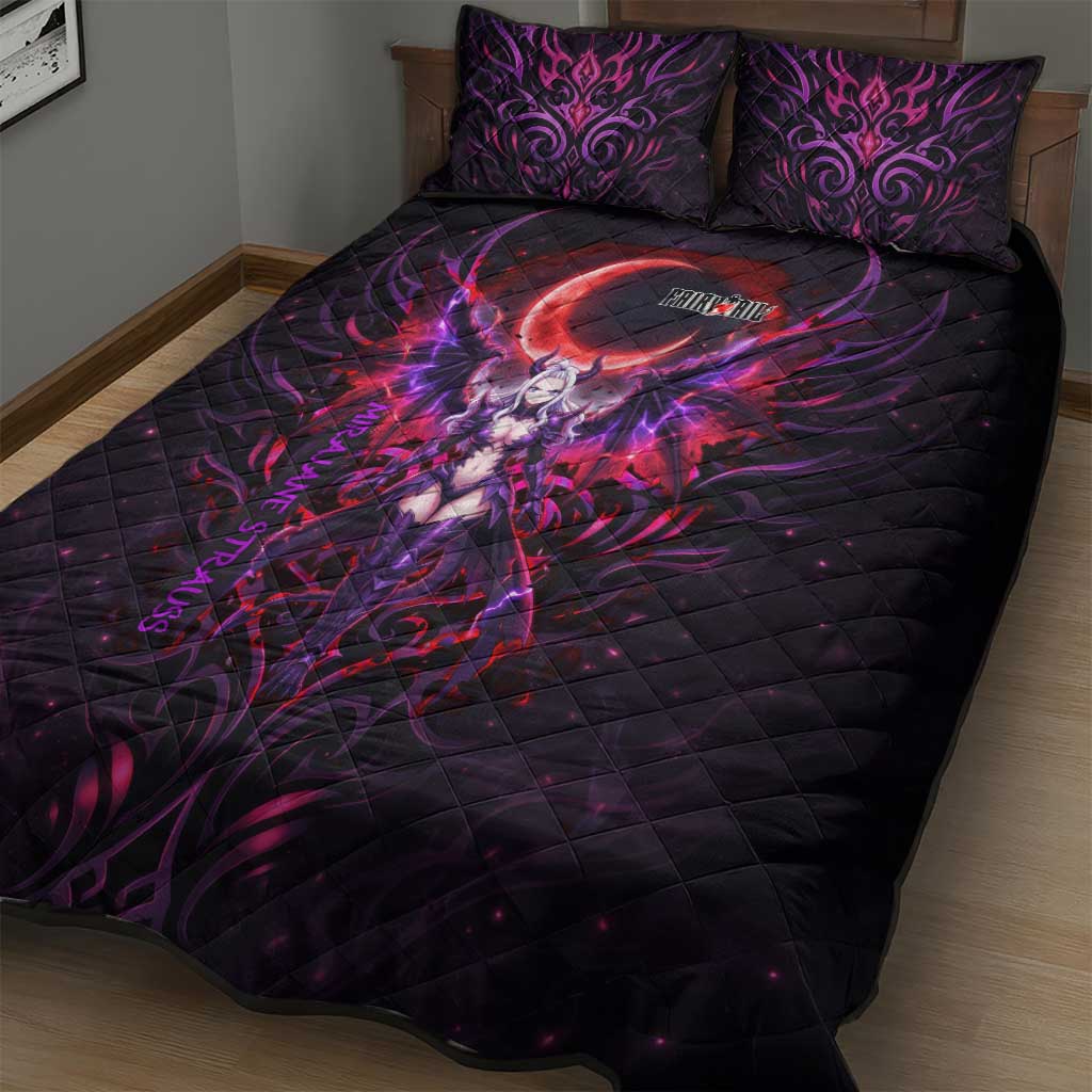 Mirajane Strauss Demon Form Fairy Tail Quilt Bed Set Crimson Moon Demon Aesthetic with Gothic Purple Tribal Design