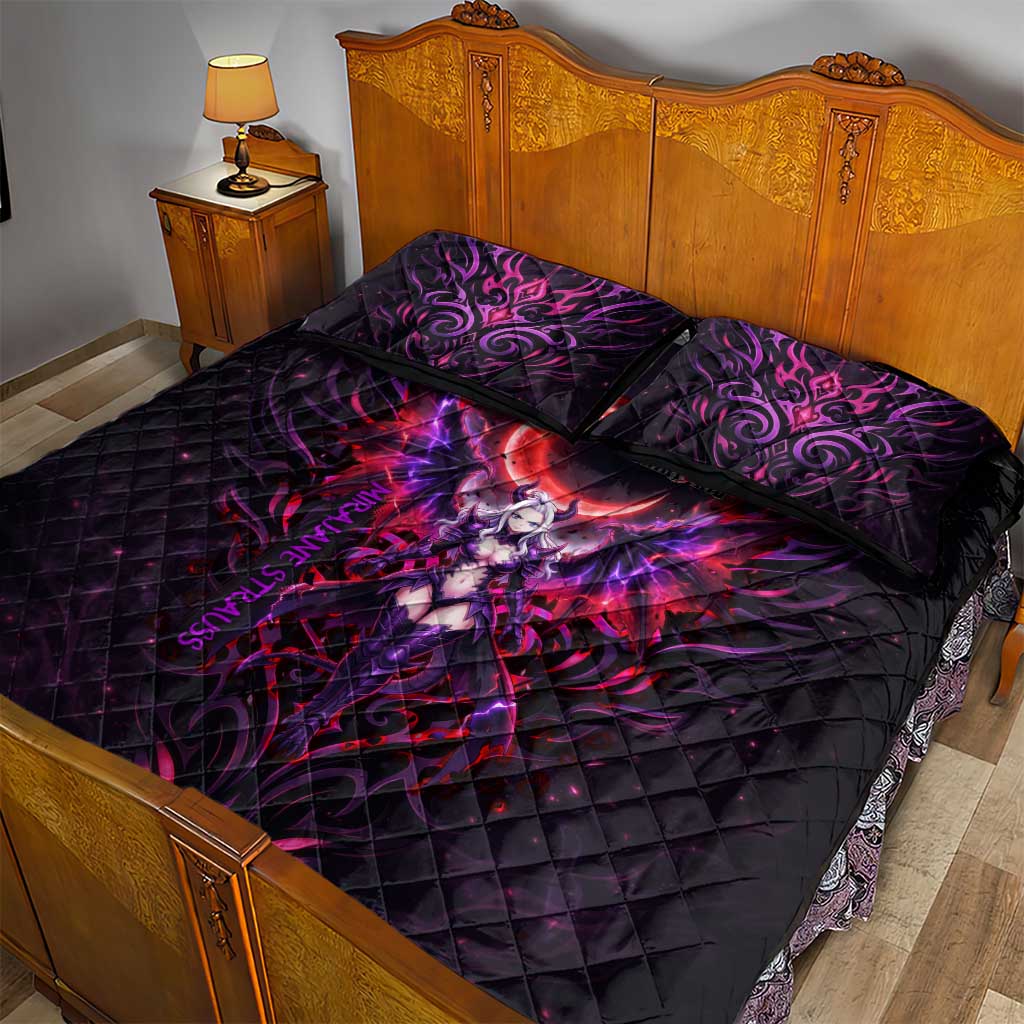 Mirajane Strauss Demon Form Fairy Tail Quilt Bed Set Crimson Moon Demon Aesthetic with Gothic Purple Tribal Design