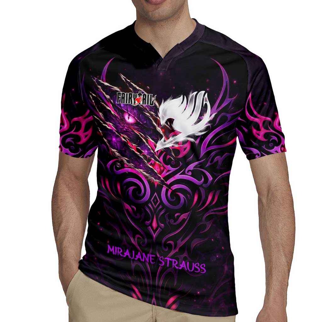 Mirajane Strauss Demon Form Fairy Tail Rugby Jersey Crimson Moon Demon Aesthetic with Gothic Purple Tribal Design