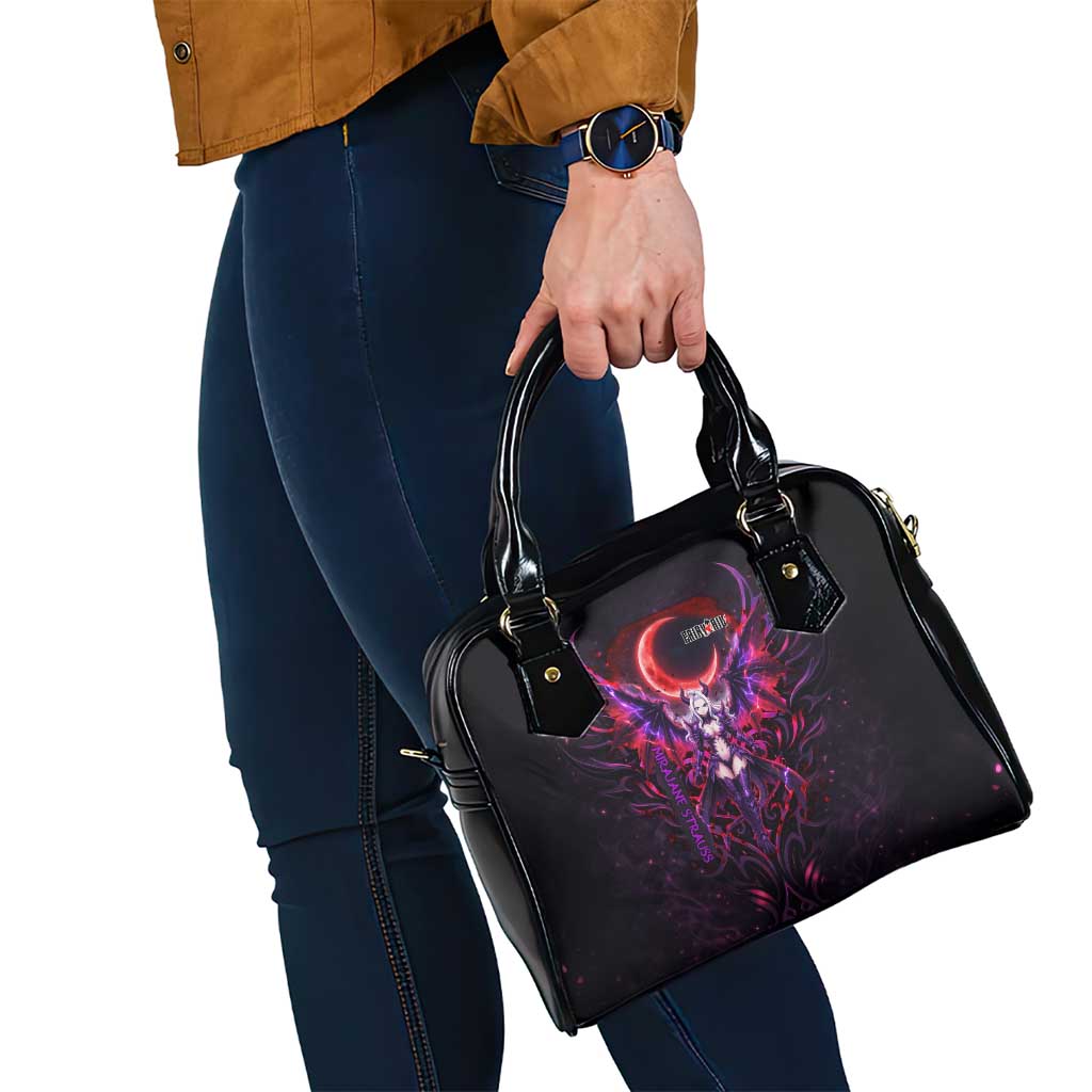 Mirajane Strauss Demon Form Fairy Tail Shoulder Handbag Crimson Moon Demon Aesthetic with Gothic Purple Tribal Design