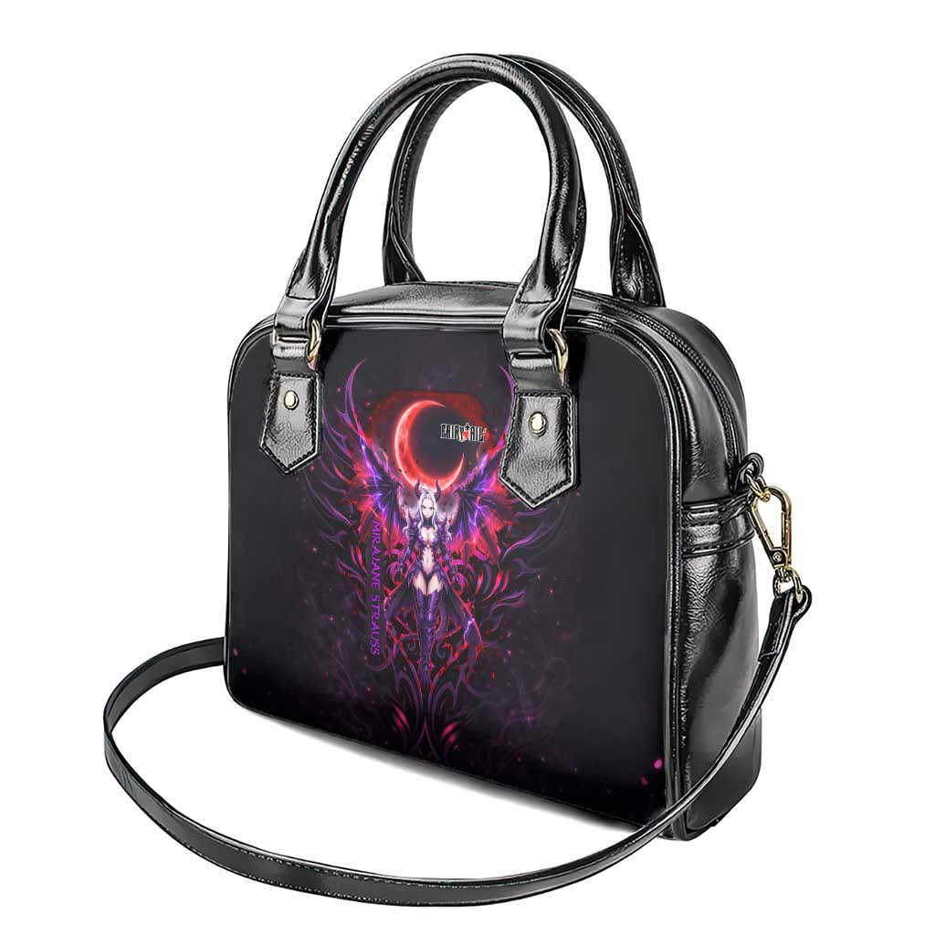 Mirajane Strauss Demon Form Fairy Tail Shoulder Handbag Crimson Moon Demon Aesthetic with Gothic Purple Tribal Design