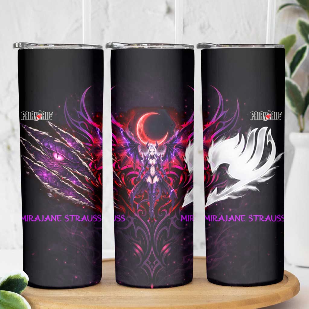 Mirajane Strauss Demon Form Fairy Tail Skinny Tumbler Crimson Moon Demon Aesthetic with Gothic Purple Tribal Design