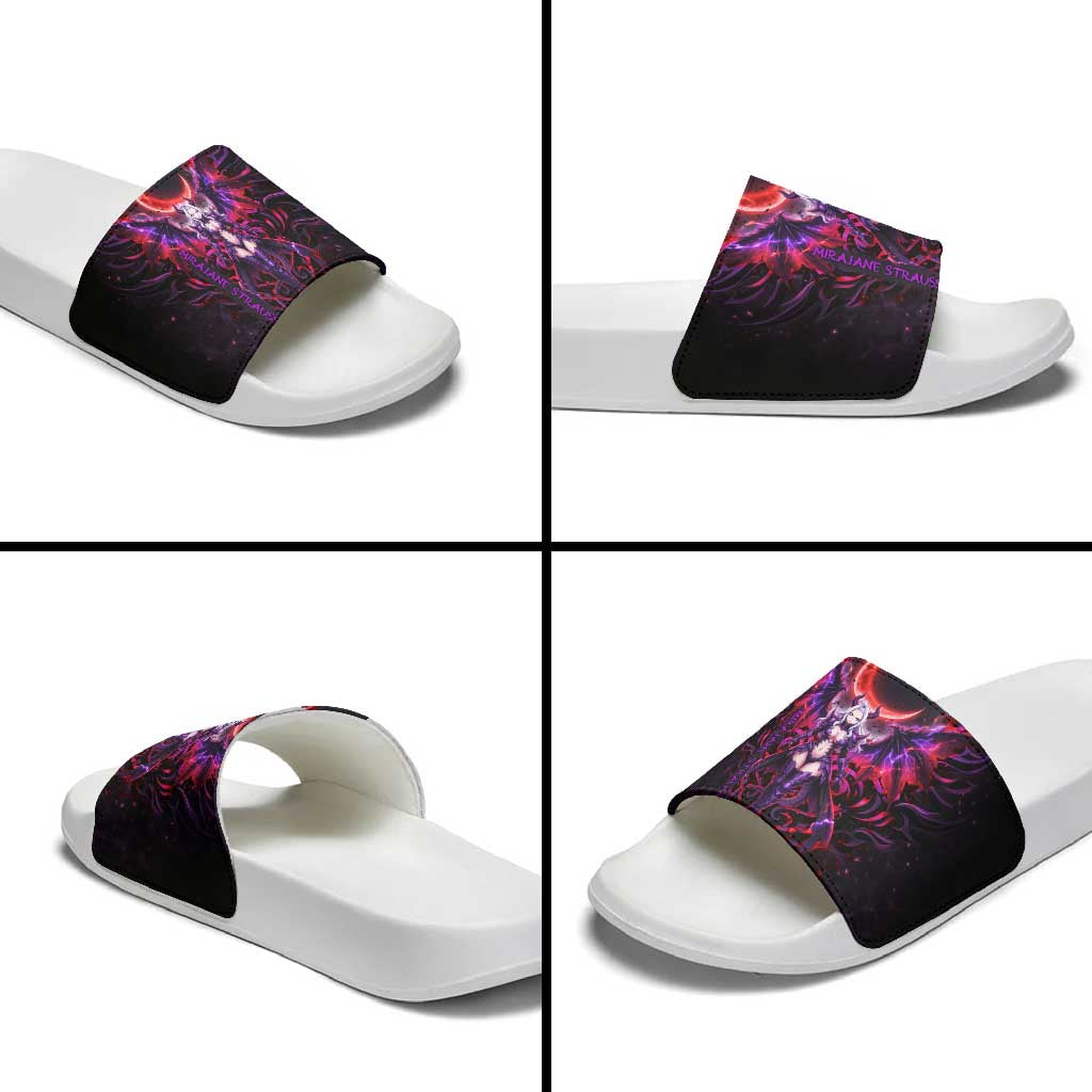 Mirajane Strauss Demon Form Fairy Tail Slide Sandals Crimson Moon Demon Aesthetic with Gothic Purple Tribal Design
