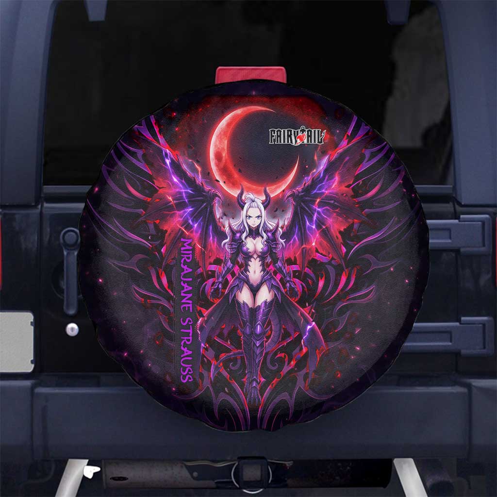 Mirajane Strauss Demon Form Fairy Tail Spare Tire Cover Crimson Moon Demon Aesthetic with Gothic Purple Tribal Design