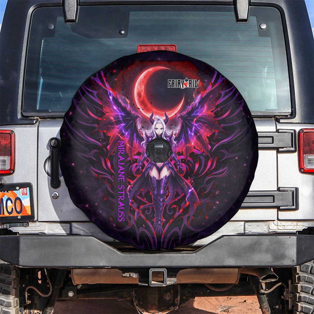 Mirajane Strauss Demon Form Fairy Tail Spare Tire Cover Crimson Moon Demon Aesthetic with Gothic Purple Tribal Design