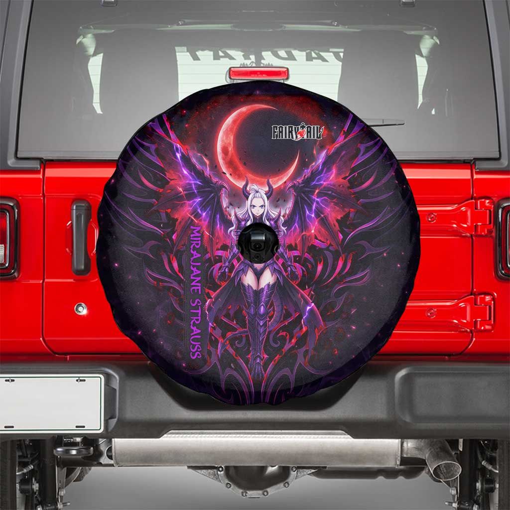 Mirajane Strauss Demon Form Fairy Tail Spare Tire Cover Crimson Moon Demon Aesthetic with Gothic Purple Tribal Design