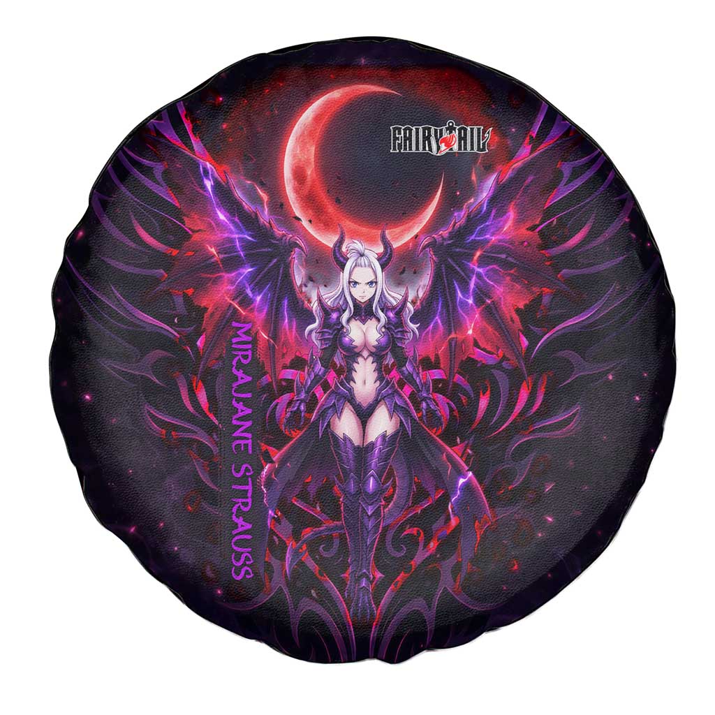 Mirajane Strauss Demon Form Fairy Tail Spare Tire Cover Crimson Moon Demon Aesthetic with Gothic Purple Tribal Design