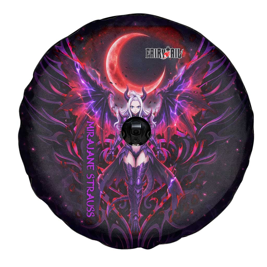 Mirajane Strauss Demon Form Fairy Tail Spare Tire Cover Crimson Moon Demon Aesthetic with Gothic Purple Tribal Design