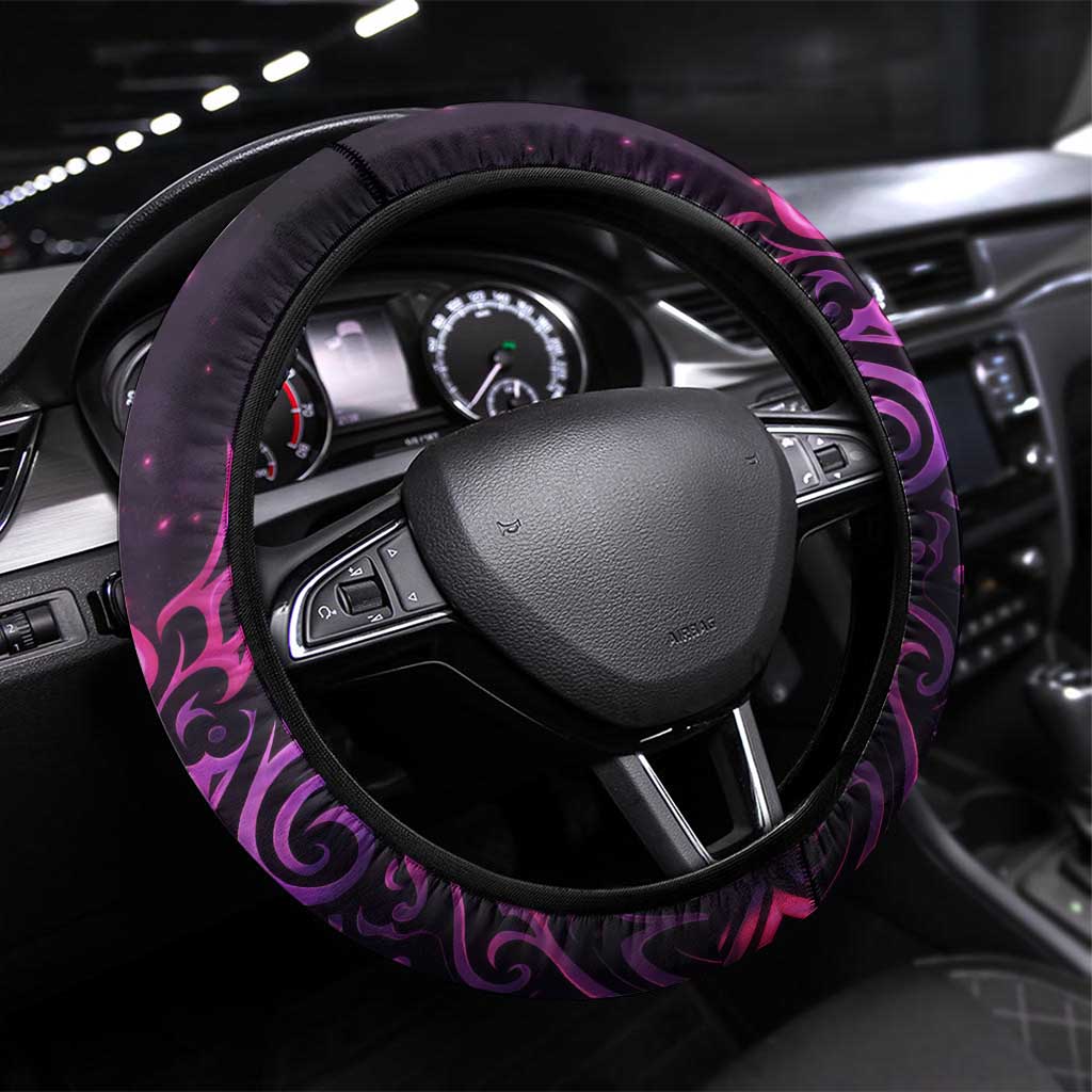 Mirajane Strauss Demon Form Fairy Tail Steering Wheel Cover Crimson Moon Demon Aesthetic with Gothic Purple Tribal Design