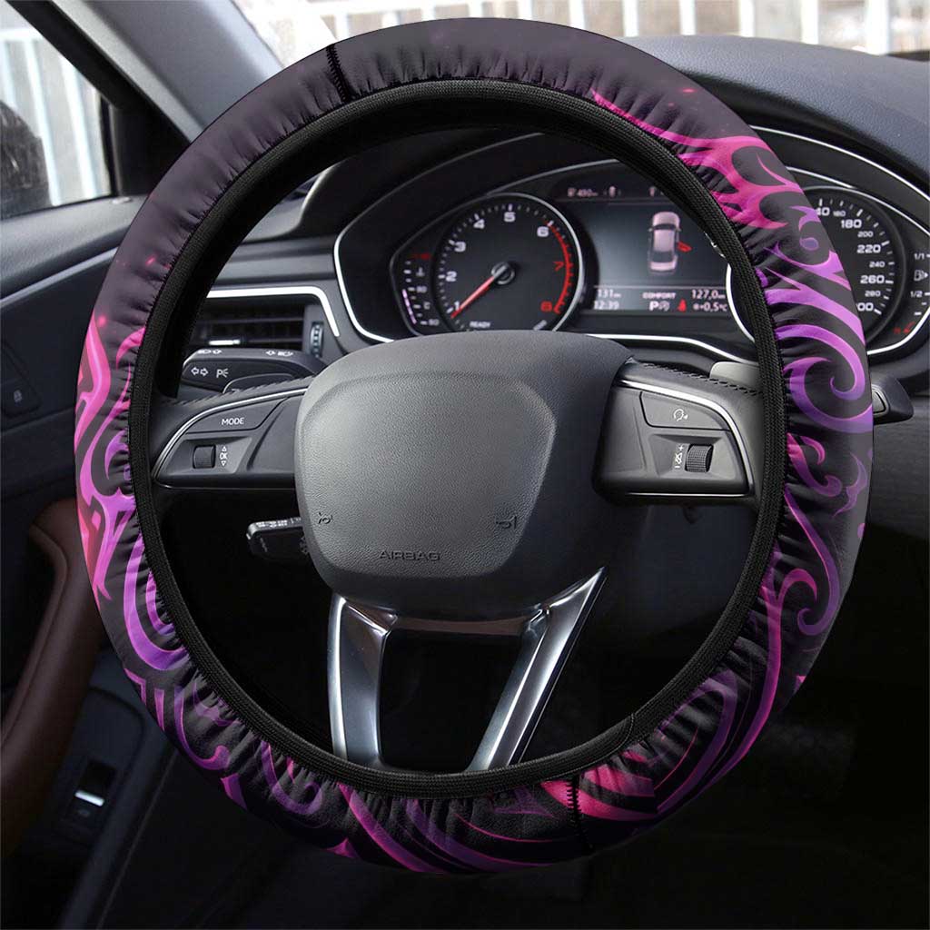 Mirajane Strauss Demon Form Fairy Tail Steering Wheel Cover Crimson Moon Demon Aesthetic with Gothic Purple Tribal Design