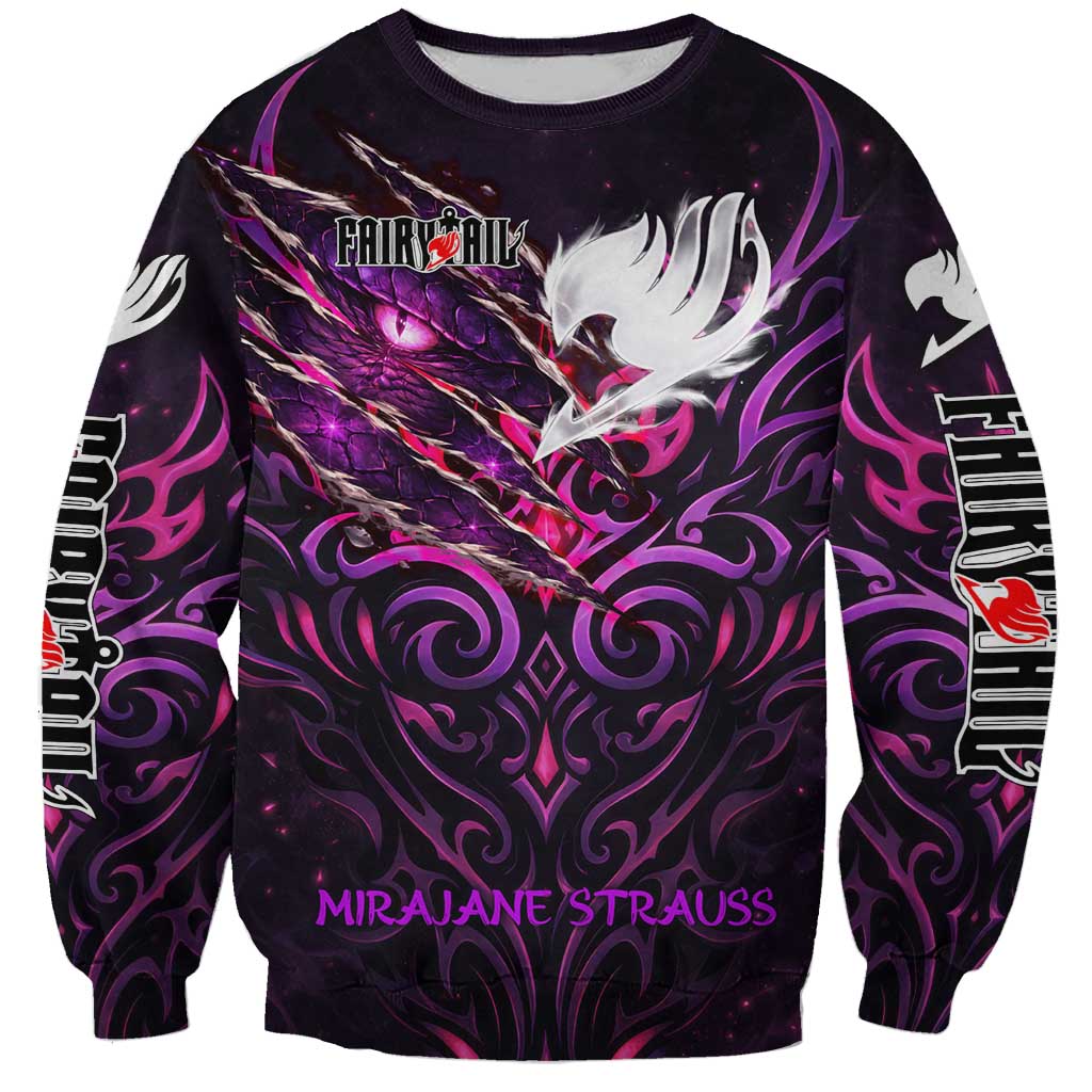 Mirajane Strauss Demon Form Fairy Tail Sweatshirt Crimson Moon Demon Aesthetic with Gothic Purple Tribal Design