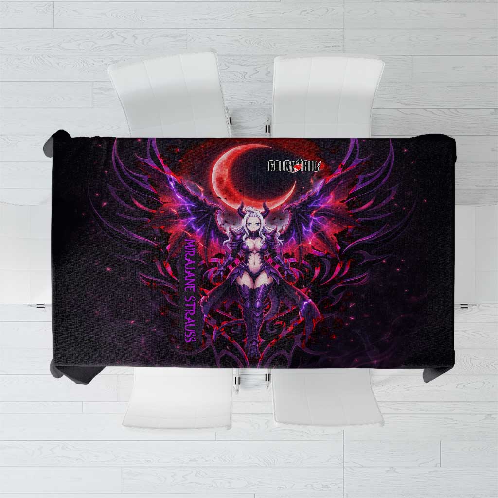 Mirajane Strauss Demon Form Fairy Tail Tablecloth Crimson Moon Demon Aesthetic with Gothic Purple Tribal Design