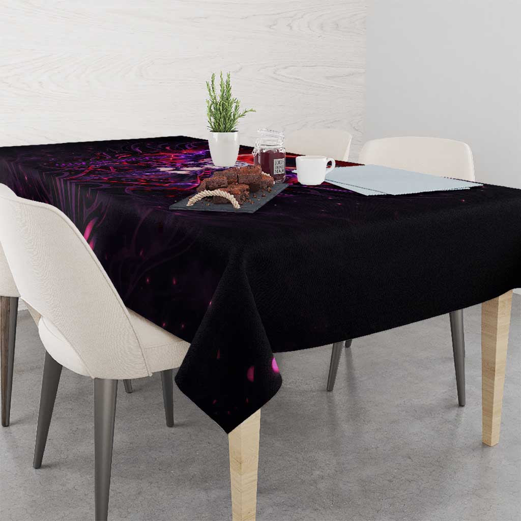 Mirajane Strauss Demon Form Fairy Tail Tablecloth Crimson Moon Demon Aesthetic with Gothic Purple Tribal Design