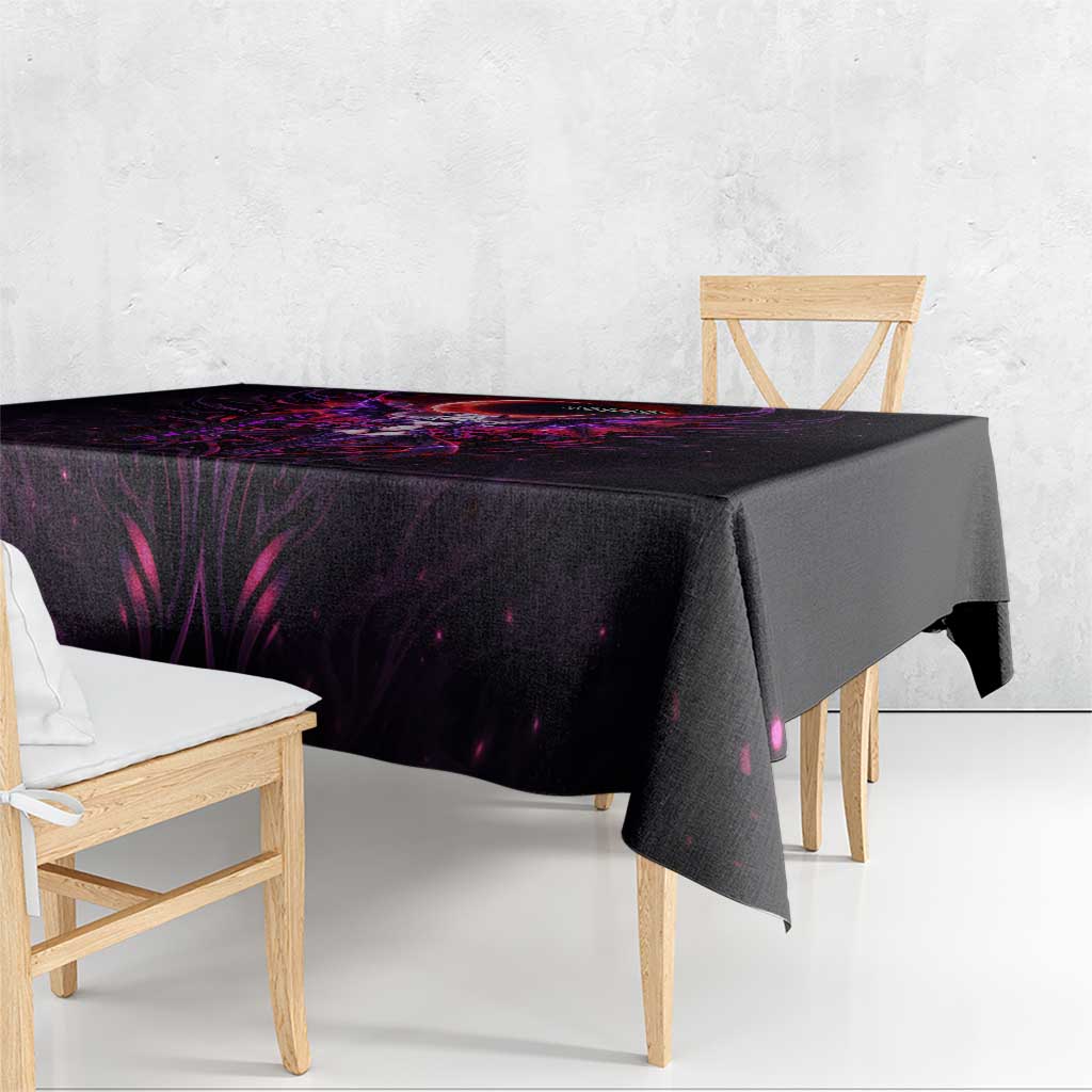 Mirajane Strauss Demon Form Fairy Tail Tablecloth Crimson Moon Demon Aesthetic with Gothic Purple Tribal Design
