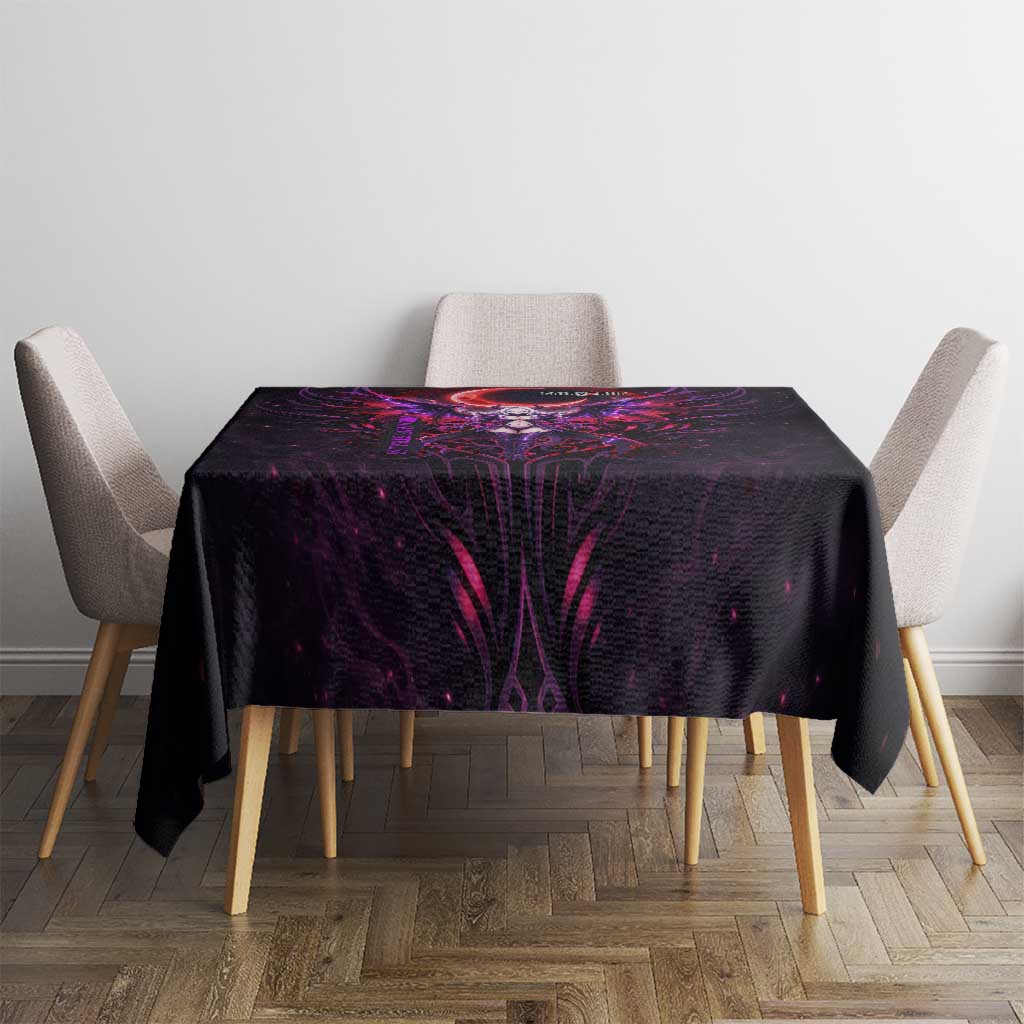 Mirajane Strauss Demon Form Fairy Tail Tablecloth Crimson Moon Demon Aesthetic with Gothic Purple Tribal Design