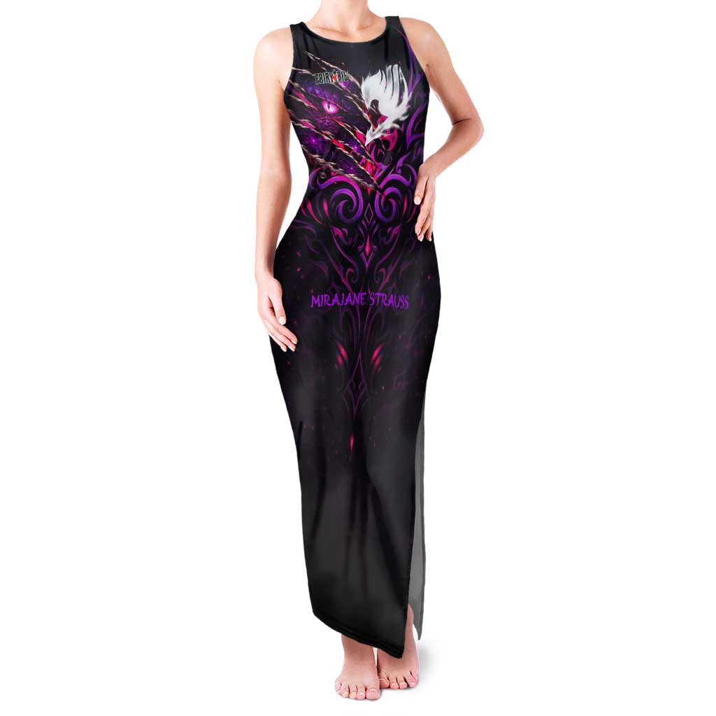 Mirajane Strauss Demon Form Fairy Tail Tank Maxi Dress Crimson Moon Demon Aesthetic with Gothic Purple Tribal Design
