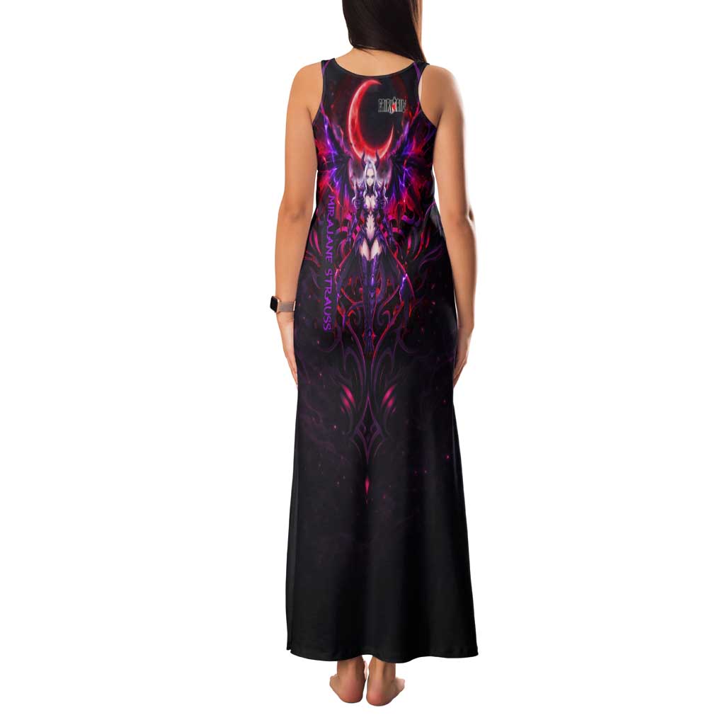 Mirajane Strauss Demon Form Fairy Tail Tank Maxi Dress Crimson Moon Demon Aesthetic with Gothic Purple Tribal Design