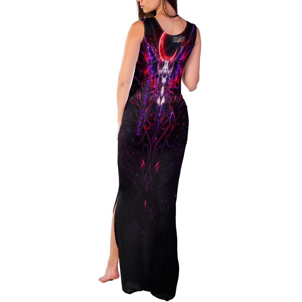 Mirajane Strauss Demon Form Fairy Tail Tank Maxi Dress Crimson Moon Demon Aesthetic with Gothic Purple Tribal Design