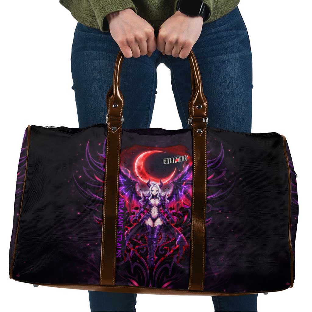 Mirajane Strauss Demon Form Fairy Tail Travel Bag Crimson Moon Demon Aesthetic with Gothic Purple Tribal Design