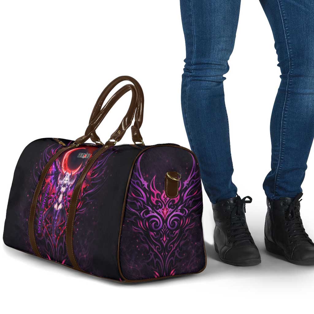 Mirajane Strauss Demon Form Fairy Tail Travel Bag Crimson Moon Demon Aesthetic with Gothic Purple Tribal Design