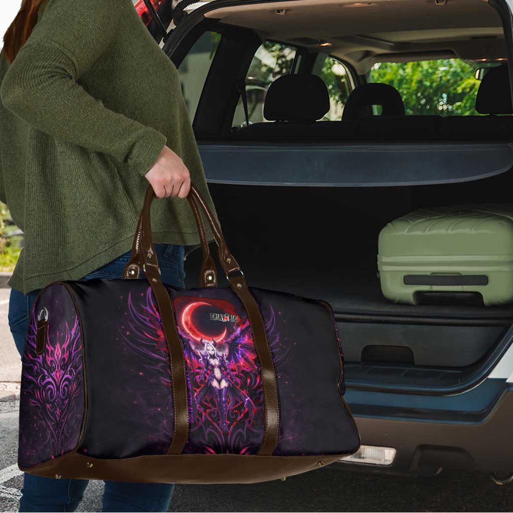 Mirajane Strauss Demon Form Fairy Tail Travel Bag Crimson Moon Demon Aesthetic with Gothic Purple Tribal Design