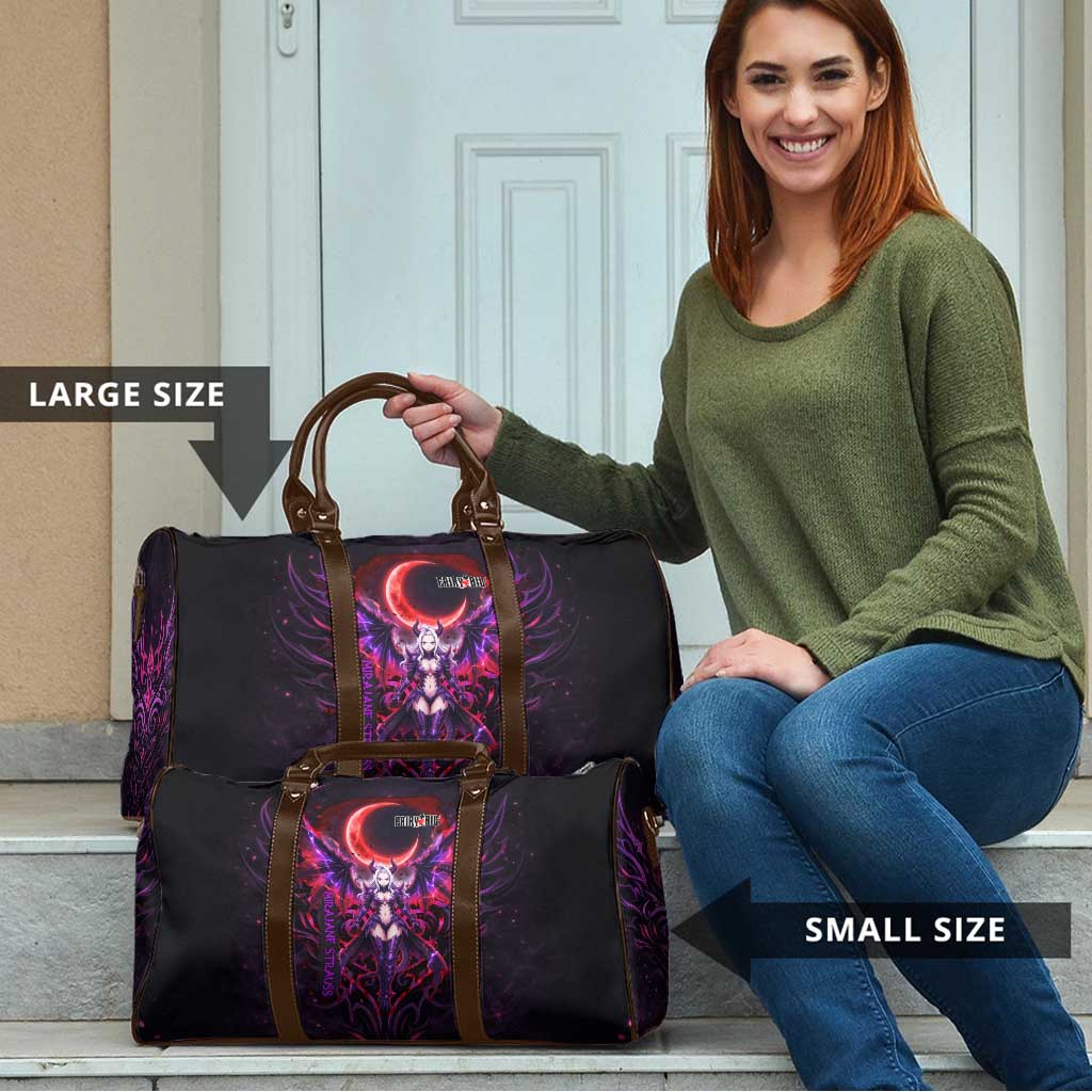 Mirajane Strauss Demon Form Fairy Tail Travel Bag Crimson Moon Demon Aesthetic with Gothic Purple Tribal Design