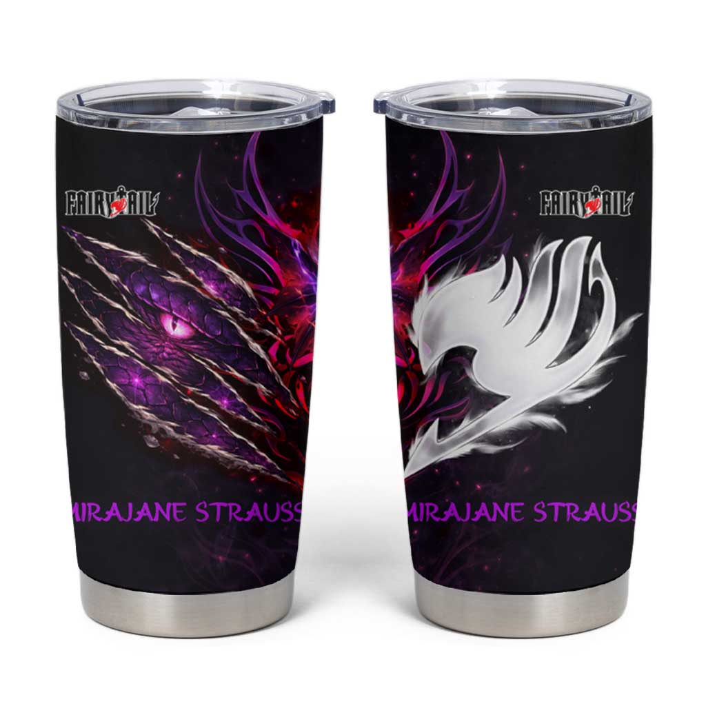 Mirajane Strauss Demon Form Fairy Tail Tumbler Cup Crimson Moon Demon Aesthetic with Gothic Purple Tribal Design