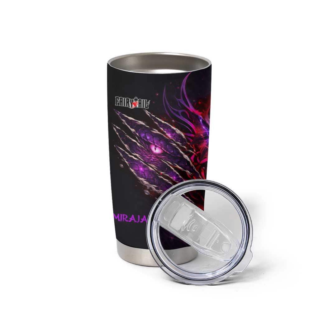 Mirajane Strauss Demon Form Fairy Tail Tumbler Cup Crimson Moon Demon Aesthetic with Gothic Purple Tribal Design