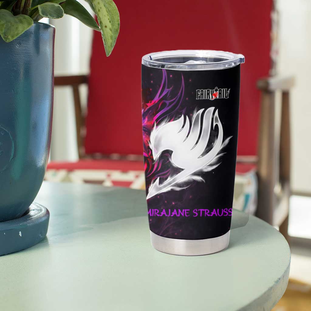 Mirajane Strauss Demon Form Fairy Tail Tumbler Cup Crimson Moon Demon Aesthetic with Gothic Purple Tribal Design