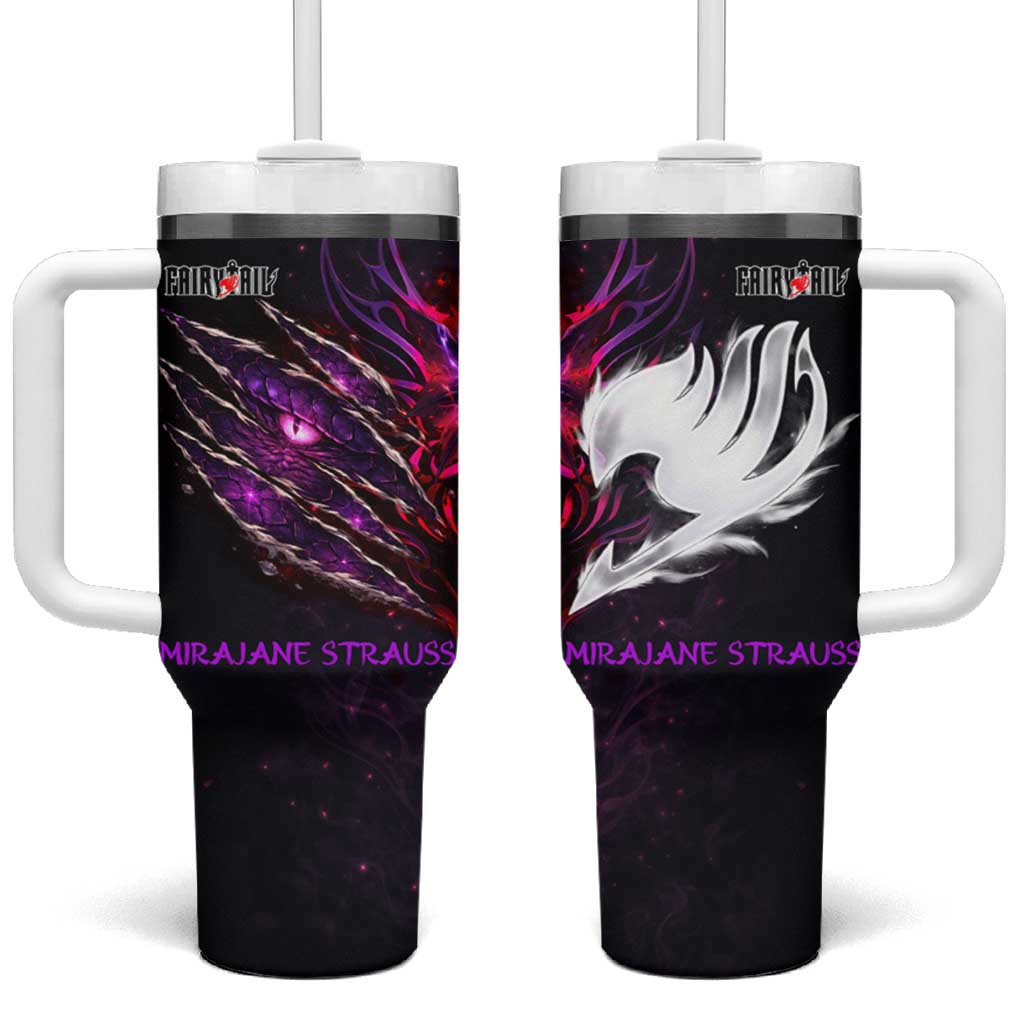 Mirajane Strauss Demon Form Fairy Tail Tumbler With Handle Crimson Moon Demon Aesthetic with Gothic Purple Tribal Design