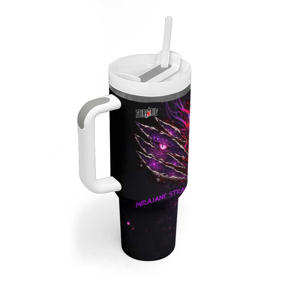 Mirajane Strauss Demon Form Fairy Tail Tumbler With Handle Crimson Moon Demon Aesthetic with Gothic Purple Tribal Design