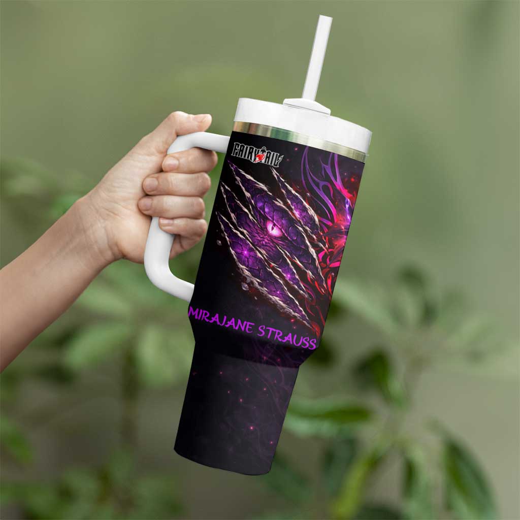 Mirajane Strauss Demon Form Fairy Tail Tumbler With Handle Crimson Moon Demon Aesthetic with Gothic Purple Tribal Design
