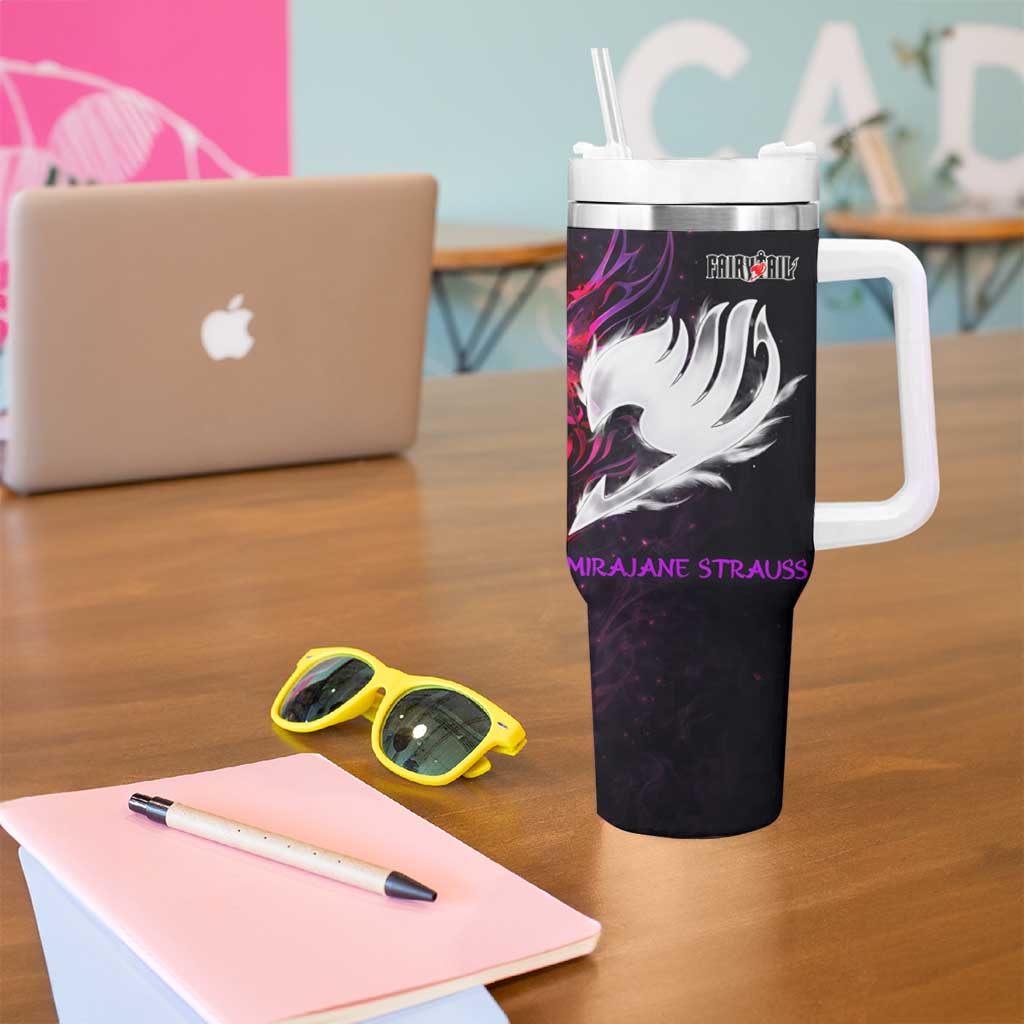 Mirajane Strauss Demon Form Fairy Tail Tumbler With Handle Crimson Moon Demon Aesthetic with Gothic Purple Tribal Design