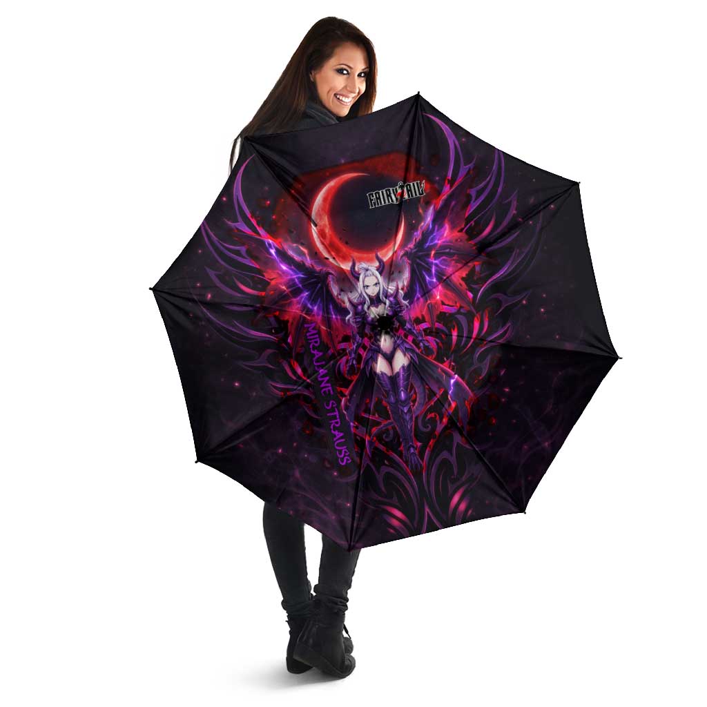 Mirajane Strauss Demon Form Fairy Tail Umbrella Crimson Moon Demon Aesthetic with Gothic Purple Tribal Design