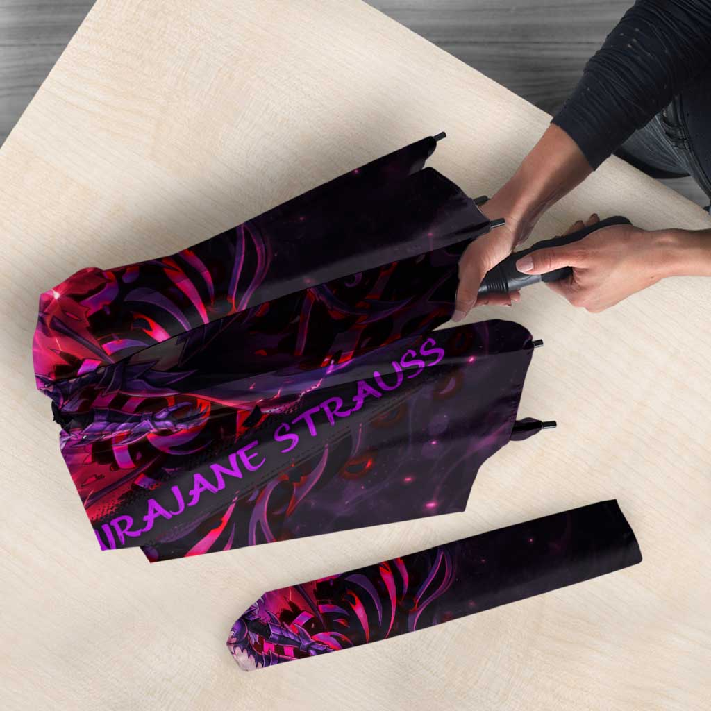 Mirajane Strauss Demon Form Fairy Tail Umbrella Crimson Moon Demon Aesthetic with Gothic Purple Tribal Design