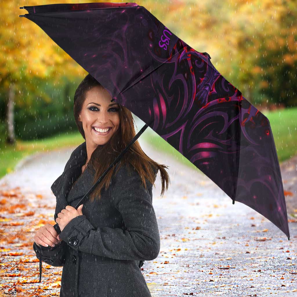 Mirajane Strauss Demon Form Fairy Tail Umbrella Crimson Moon Demon Aesthetic with Gothic Purple Tribal Design