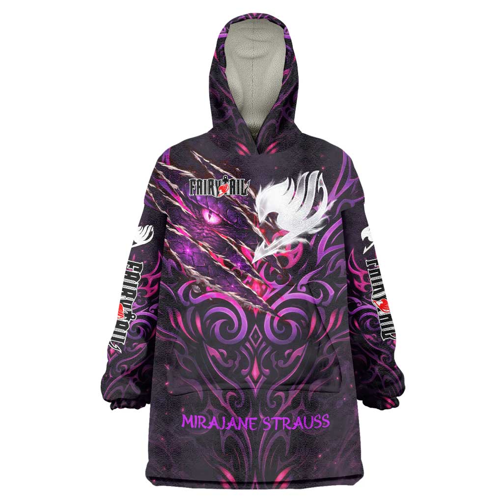 Mirajane Strauss Demon Form Fairy Tail Wearable Blanket Hoodie Crimson Moon Demon Aesthetic with Gothic Purple Tribal Design