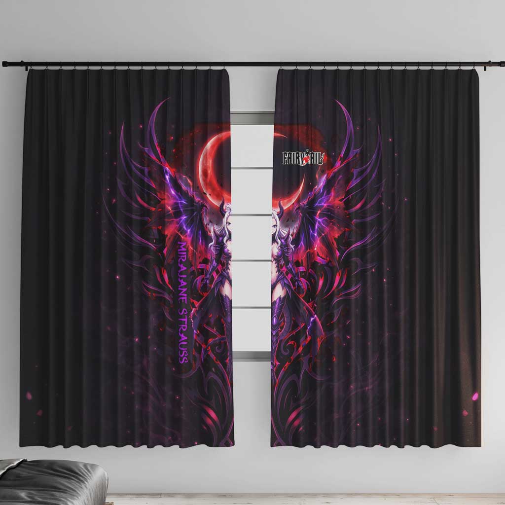 Mirajane Strauss Demon Form Fairy Tail Window Curtain Crimson Moon Demon Aesthetic with Gothic Purple Tribal Design