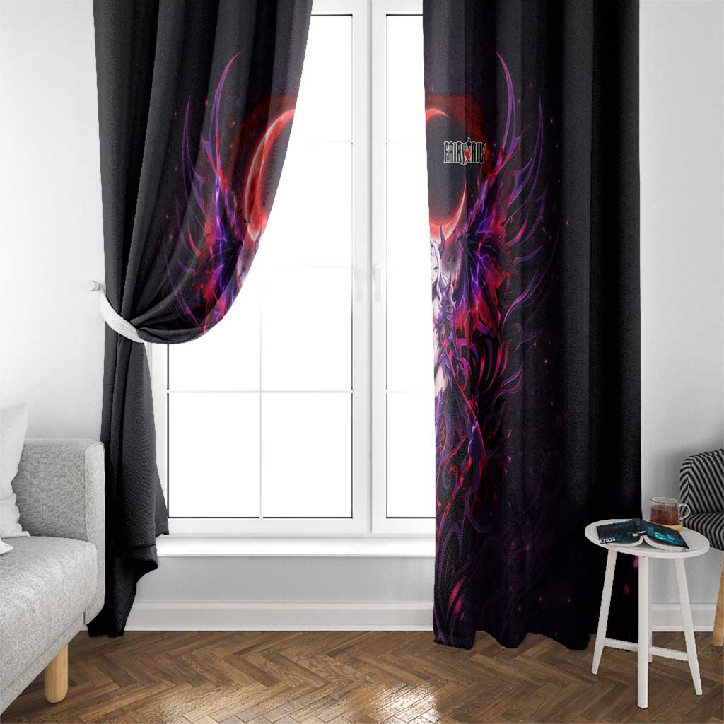 Mirajane Strauss Demon Form Fairy Tail Window Curtain Crimson Moon Demon Aesthetic with Gothic Purple Tribal Design
