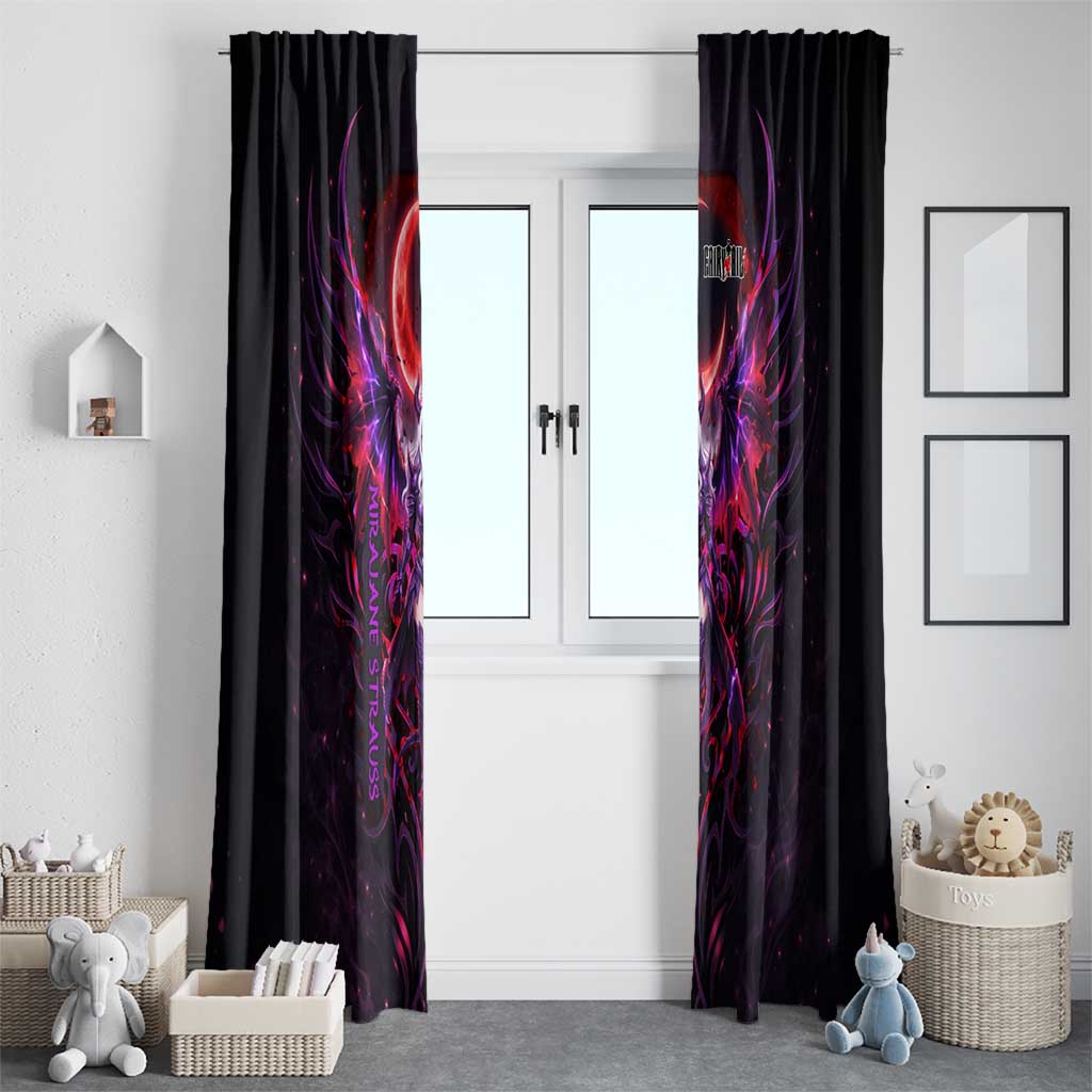Mirajane Strauss Demon Form Fairy Tail Window Curtain Crimson Moon Demon Aesthetic with Gothic Purple Tribal Design