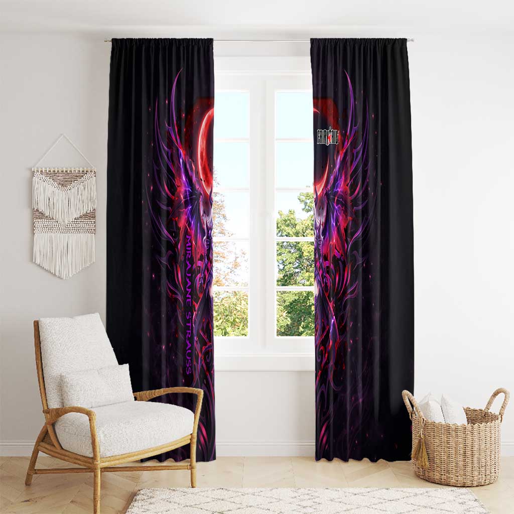 Mirajane Strauss Demon Form Fairy Tail Window Curtain Crimson Moon Demon Aesthetic with Gothic Purple Tribal Design