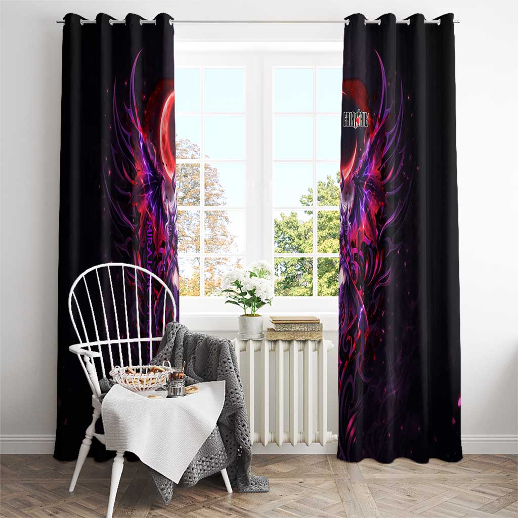 Mirajane Strauss Demon Form Fairy Tail Window Curtain Crimson Moon Demon Aesthetic with Gothic Purple Tribal Design