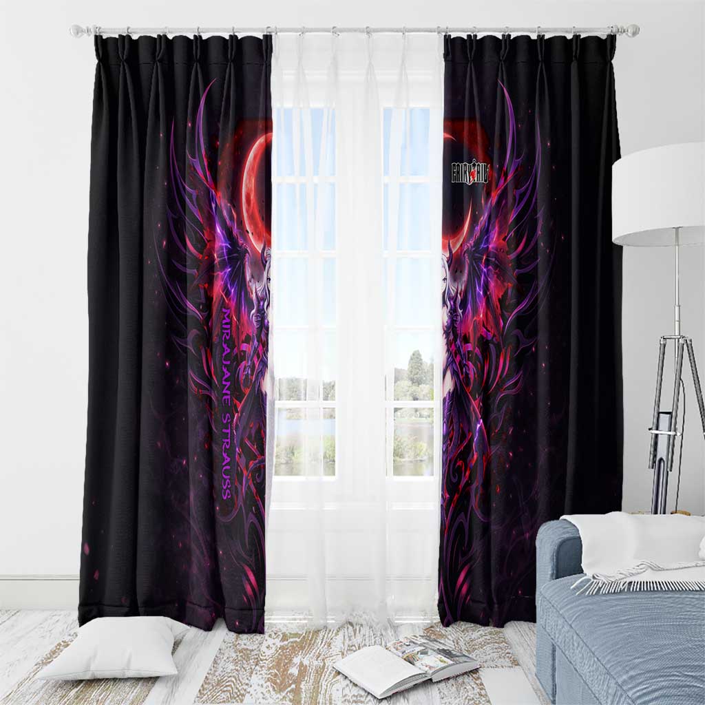 Mirajane Strauss Demon Form Fairy Tail Window Curtain Crimson Moon Demon Aesthetic with Gothic Purple Tribal Design