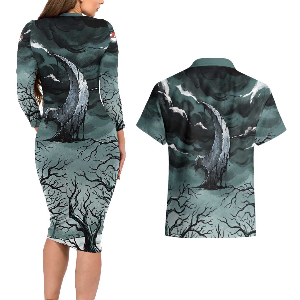 Absol Couples Matching Long Sleeve Bodycon Dress and Hawaiian Shirt Gothic Apocalypse Ink Art