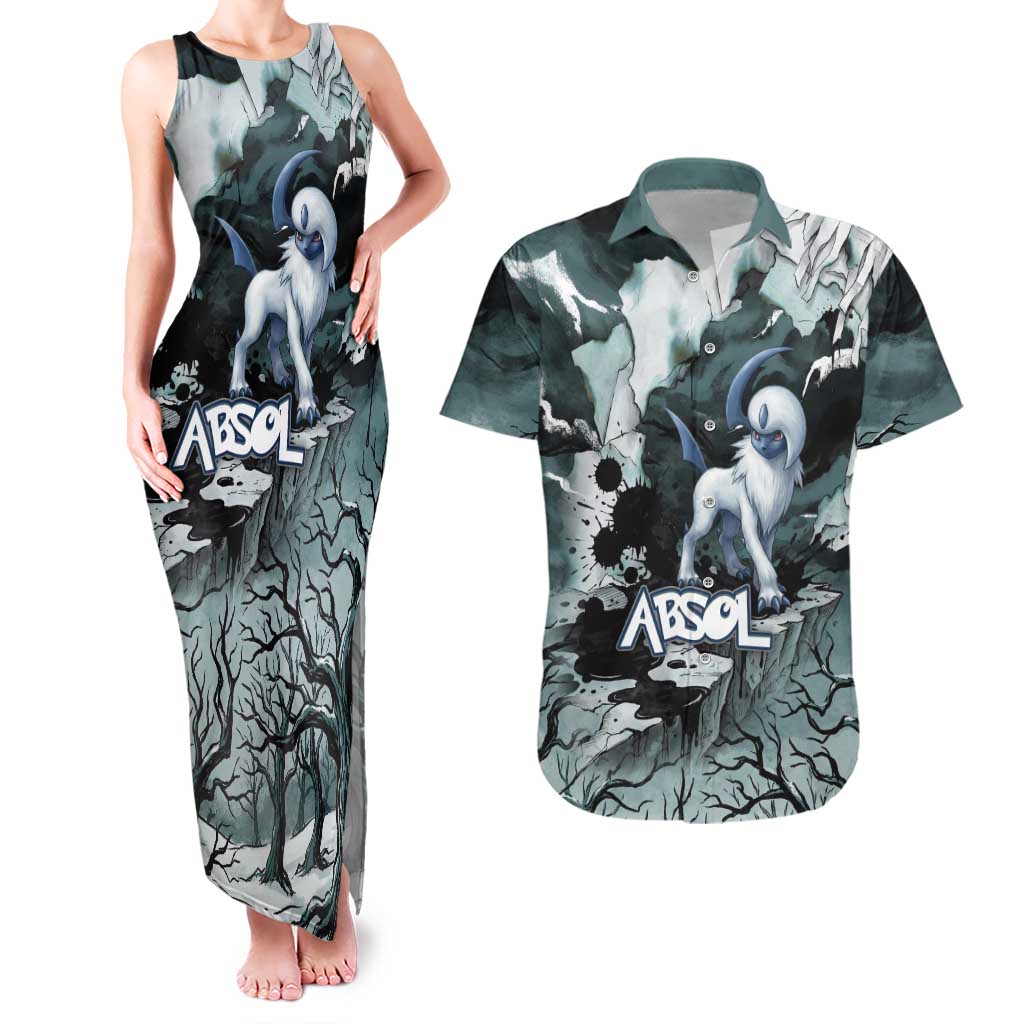 Absol Couples Matching Tank Maxi Dress and Hawaiian Shirt Gothic Apocalypse Ink Art