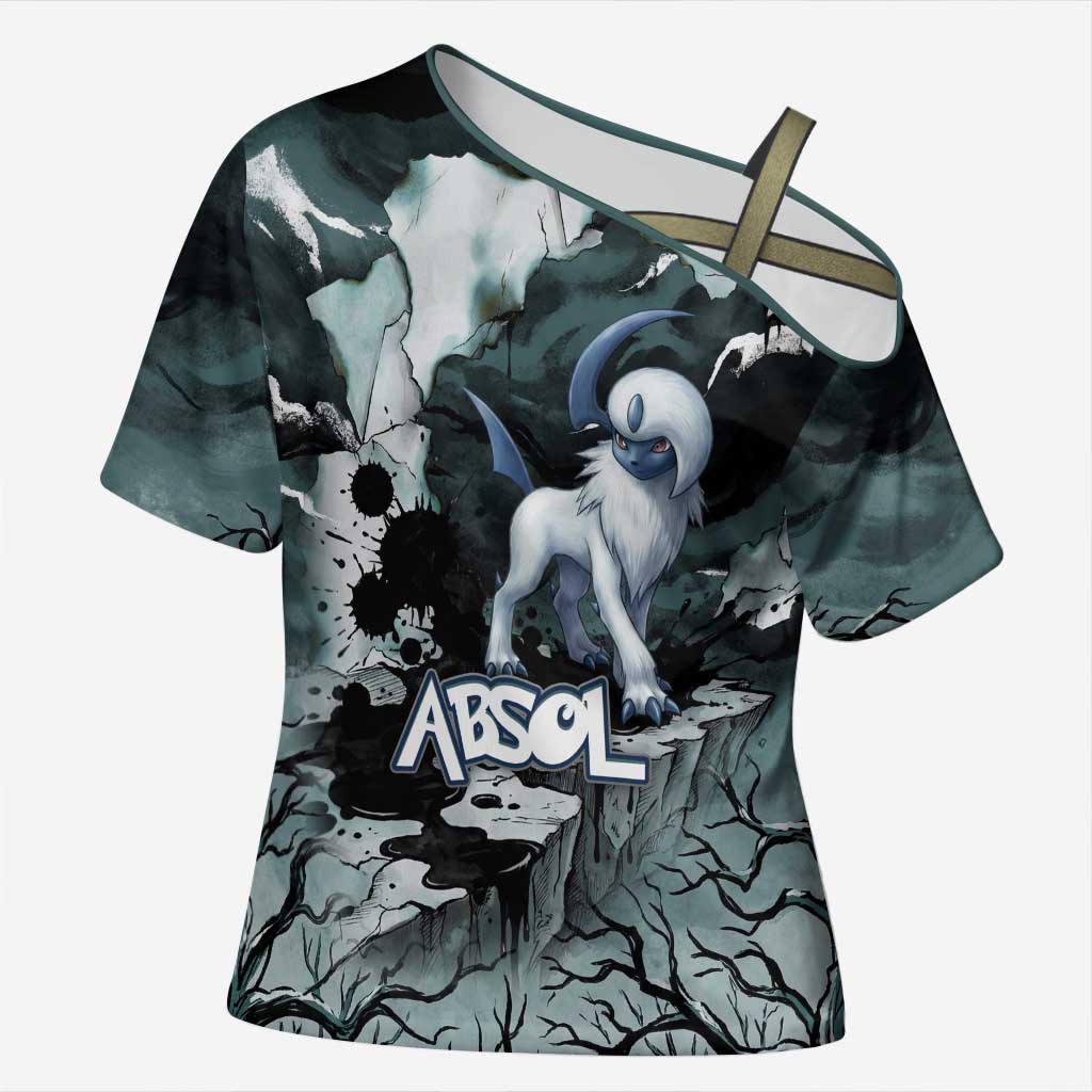 Absol Cross Shoulder Shirt Gothic Apocalypse Ink Art