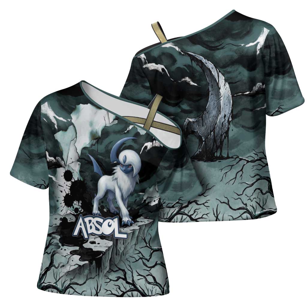 Absol Cross Shoulder Shirt Gothic Apocalypse Ink Art