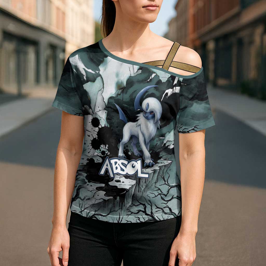 Absol Cross Shoulder Shirt Gothic Apocalypse Ink Art