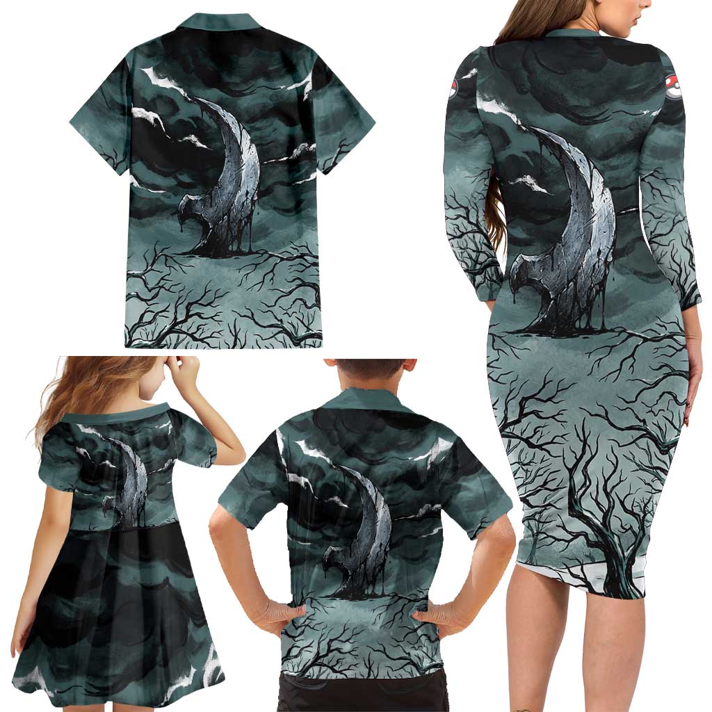 Absol Family Matching Long Sleeve Bodycon Dress and Hawaiian Shirt Gothic Apocalypse Ink Art
