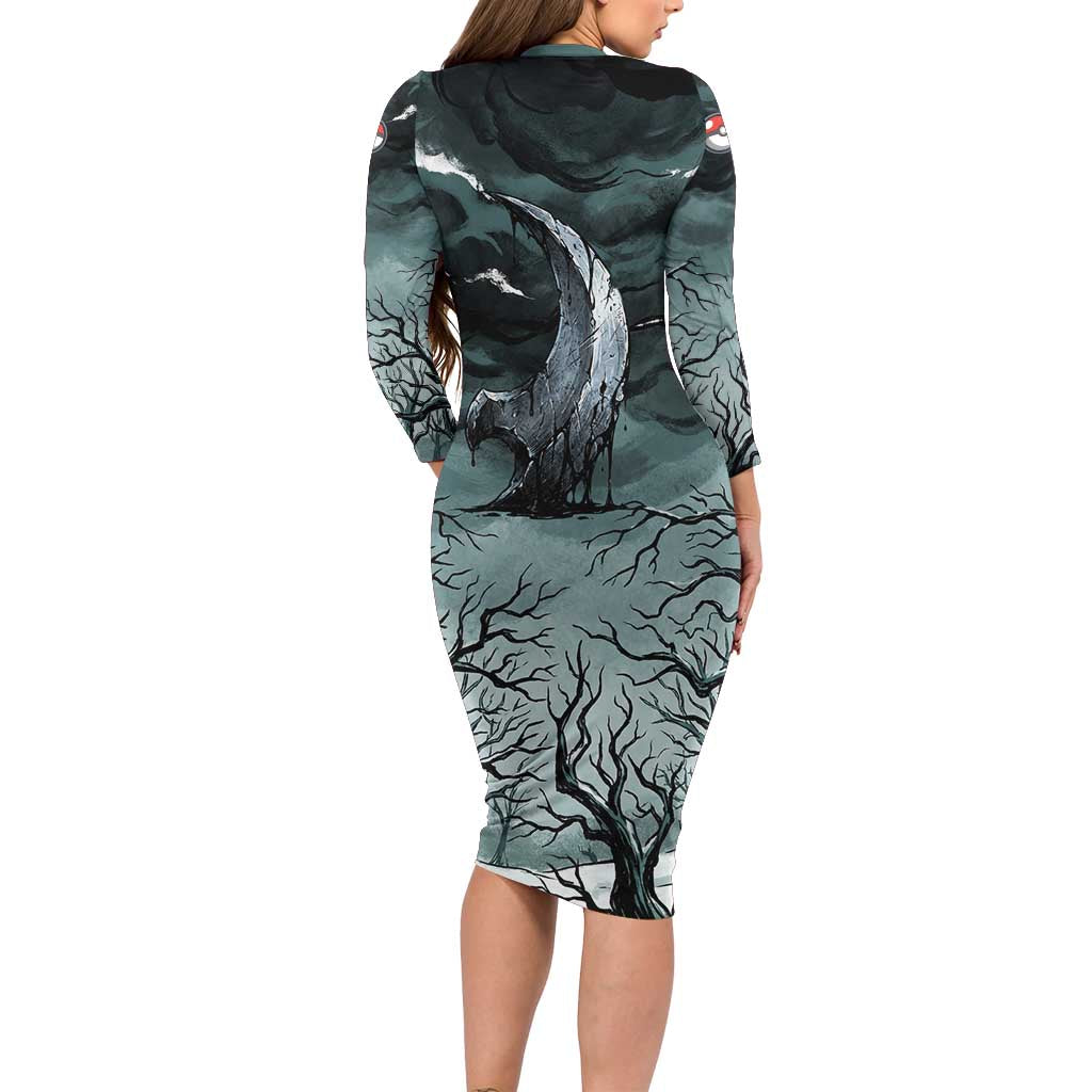 Absol Family Matching Long Sleeve Bodycon Dress and Hawaiian Shirt Gothic Apocalypse Ink Art